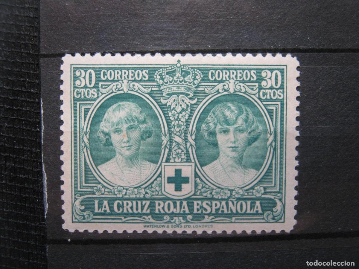 Timbres: ALFONSO XIII CRUZ ROJA EDIFIL 332 VLH* MUY LEVE RESTO DE CHARNELA LUJO.