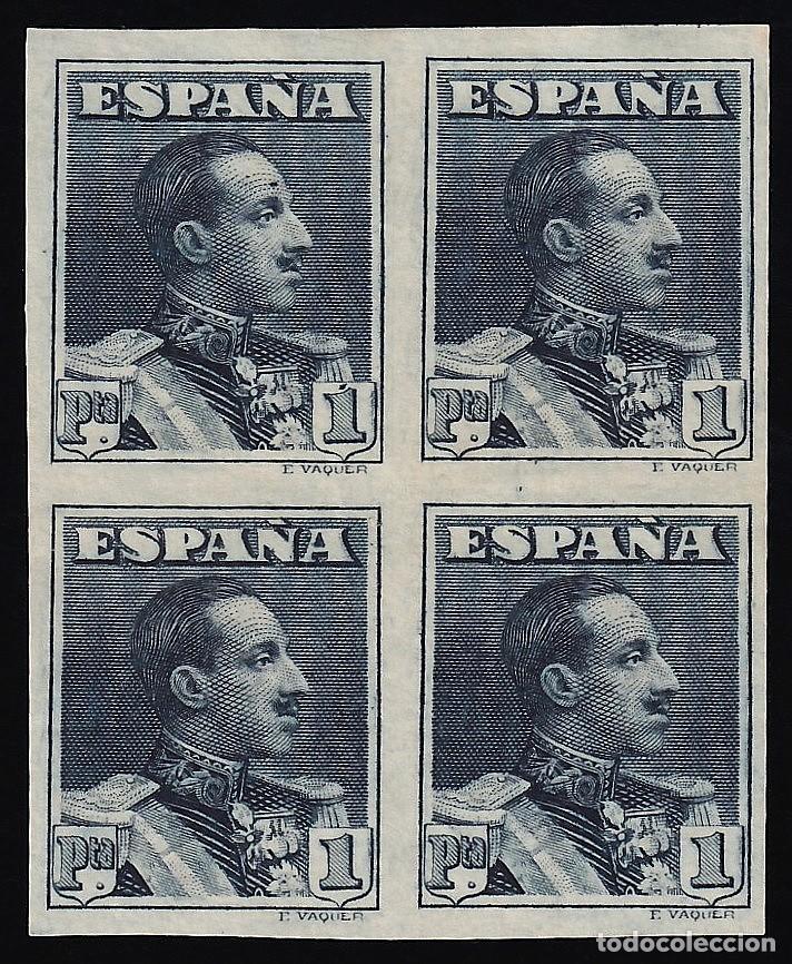 Timbres: ESPA&Ntilde;A, 1922-1930 EDIFIL N&ordm; 321s (*), 1 pts. pizarra, [Bloque de cuatro, SIN DENTAR.]