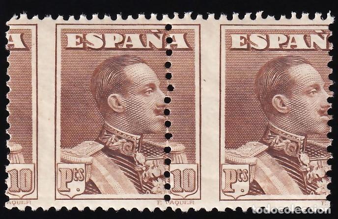 Briefmarken: ESPA&Ntilde;A, 1922-1930 EDIFIL N&ordm; 323dv /**/, 10 pts. [Pareja, Dentado vertical muy desplazado.]