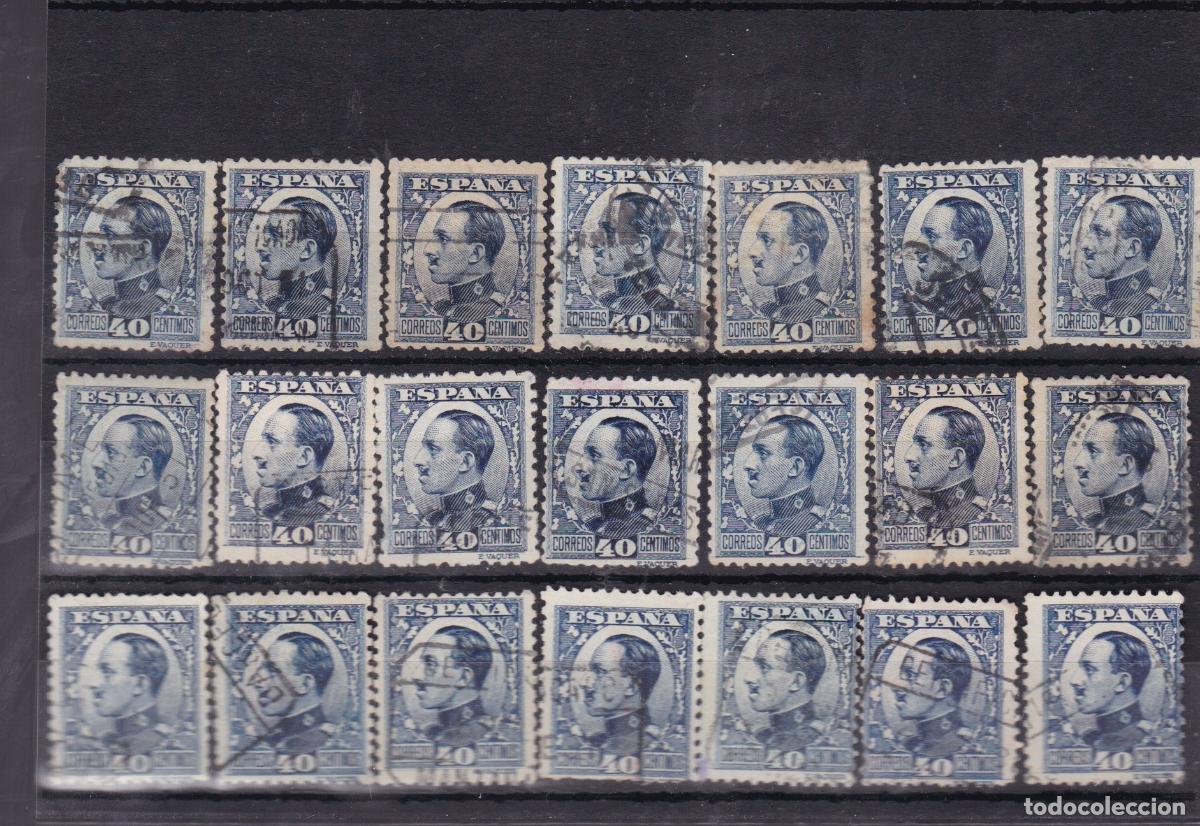 Sellos: FC4-15- Alfonso XIII 40 Cts Edifil 487/497A x 21 Sellos Usados