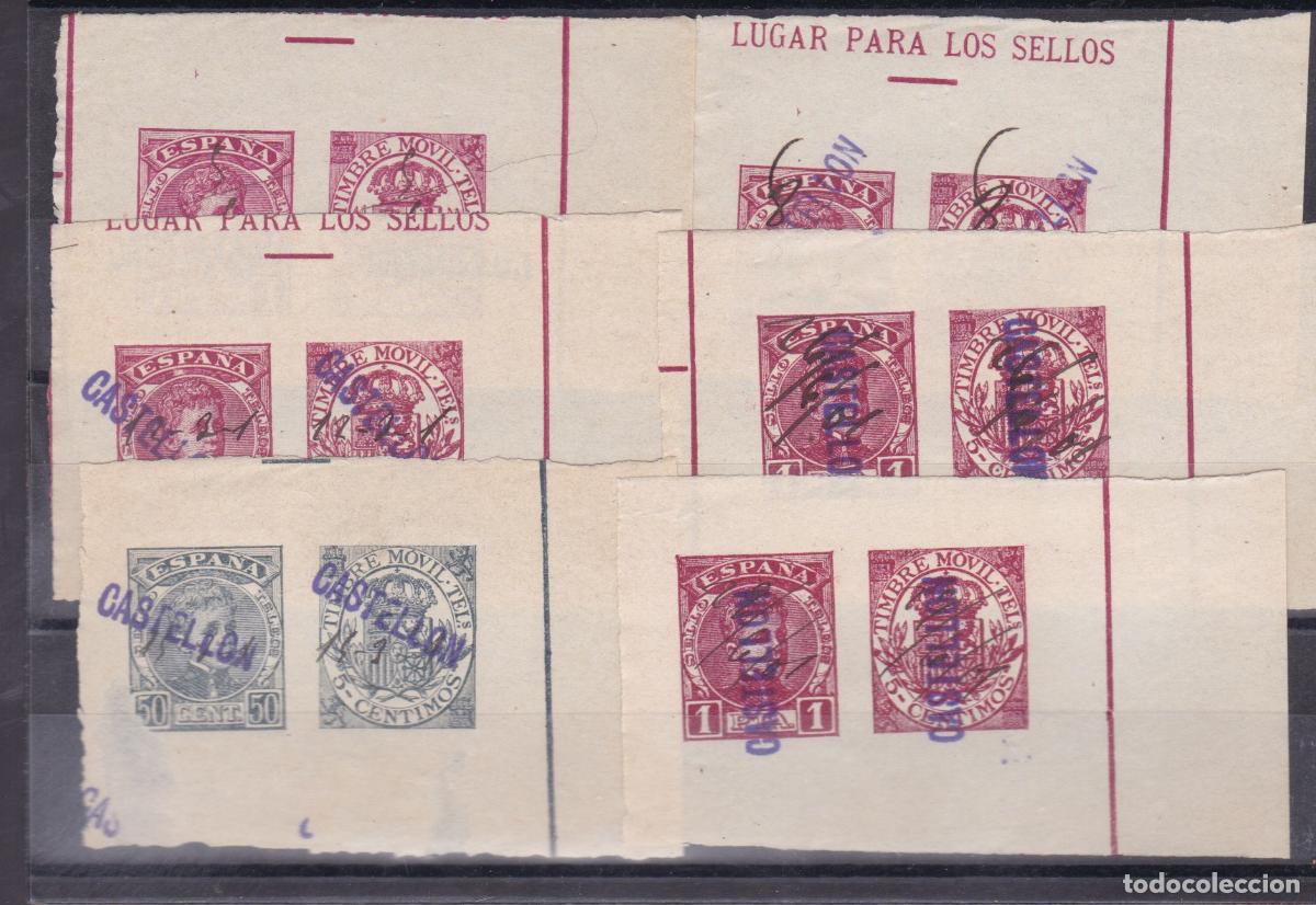Sellos: FC4-70- TELEGRAFOS Entero FISCAL x 6 Fragmentos CASTELLON