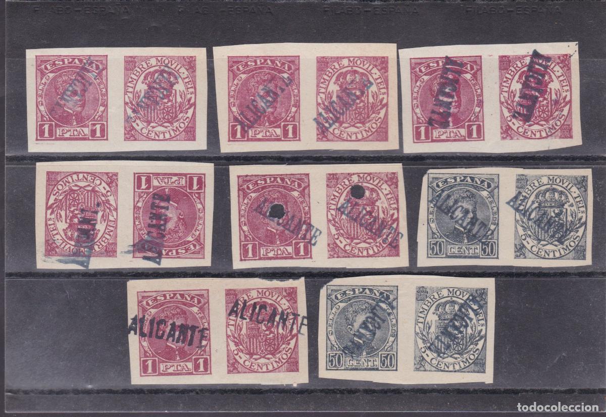 Stamps: FC4-71- TELEGRAFOS Entero FISCAL x 8 Fragmentos ALICANTE