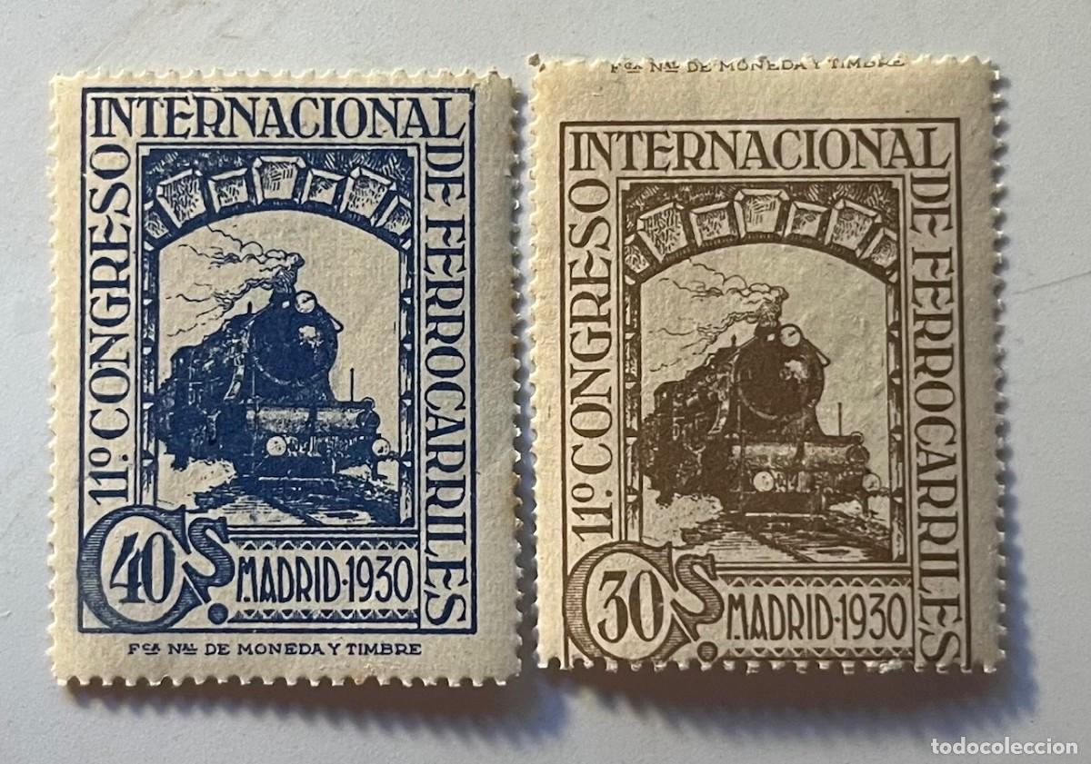 Sellos: 1929 Congreso del ferrocarril,goma, numerados,autenticos
