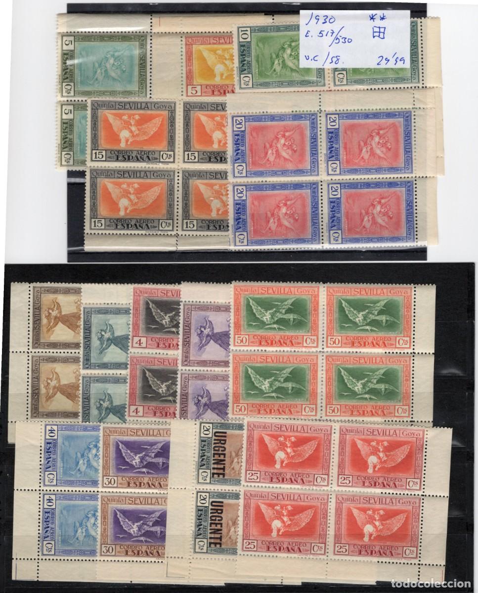 Francobolli: PC976 Sellos Espa&ntilde;a a&ntilde;o 1930 EDIFIL 517/530** sellos originales en NUEVO bloque de 4 v.c. 158 &euro;