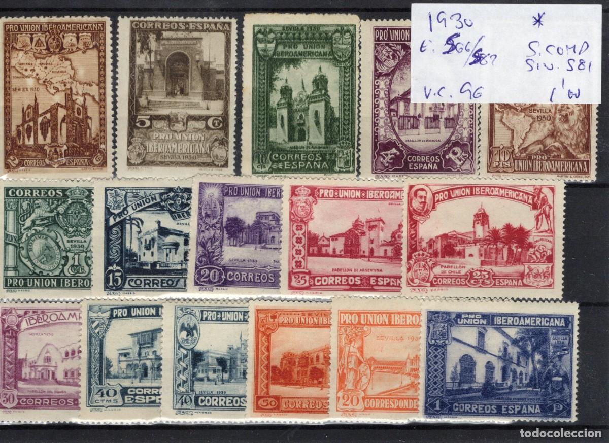Timbres: PC983 Sellos Espa&ntilde;a a&ntilde;o 1930 EDIFIL 566/582* sin 581 sellos originales en NUEVO SERIE COMPL v.c 96 &euro;