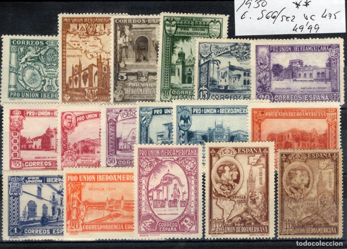 Selos: PC985 Sellos Espa&ntilde;a a&ntilde;o 1930 EDIFIL 566/582** sellos originales en NUEVO v.c 475 &euro;