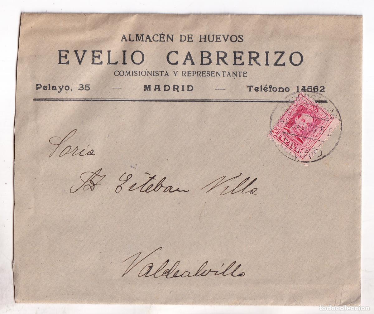 Sellos: SOBRE CON LA CARTA. MADRID A VALDEALVILLO. SORIA. 1930. TR&Aacute;NSITO BURGO DE OSMA