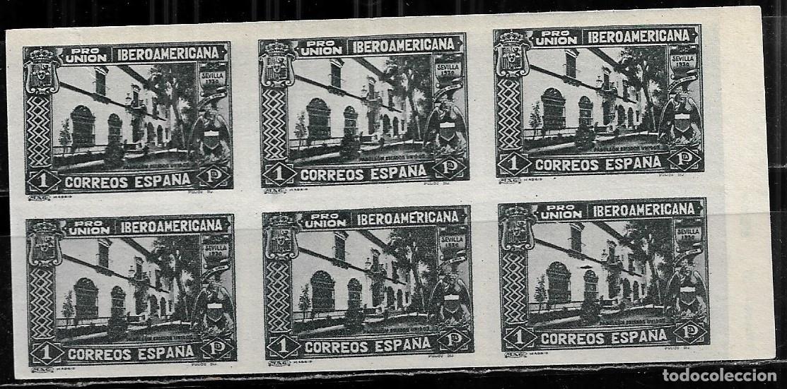 Sellos: ESPA&Ntilde;A 1930, EDIFIL 578ccas 1pts. PIZARRA SIN DENTAR. EN BLOQUE DE SEIS. (*)