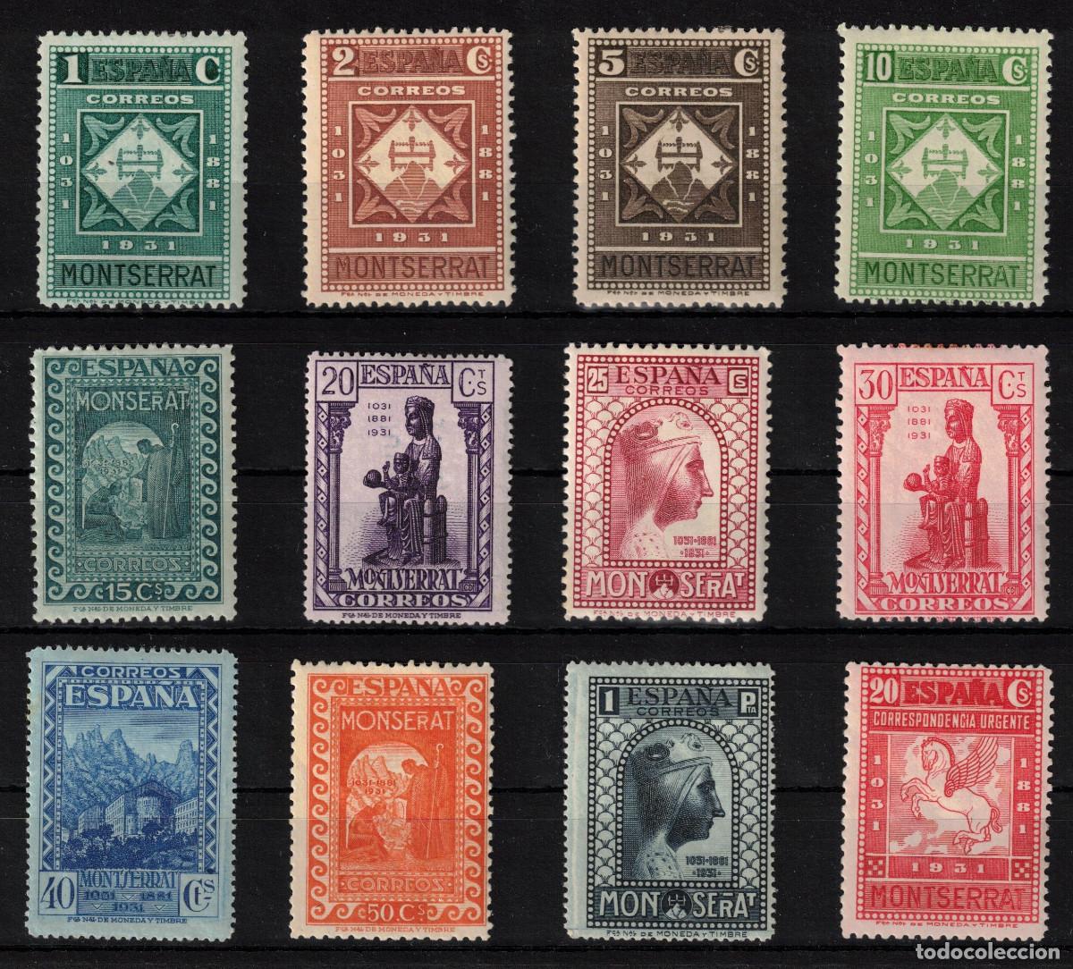 Sellos: ESPA&Ntilde;A MONASTERIO DE MONTSERRAT * 636/649 - A&Ntilde;O 1931 - MH
