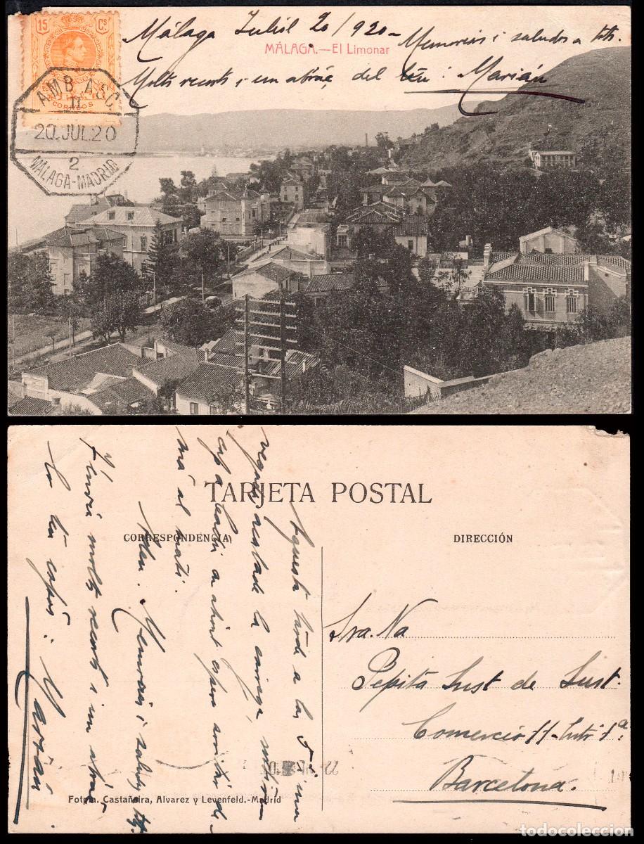 Selos: Espa&ntilde;a - Edi o TP 271 - Postal &rdquo;M&aacute;laga-El Limonar&rdquo; Mat &rdquo;AMB. Asc II 20/Jul./20 - 2 - M&aacute;laga - Madrid