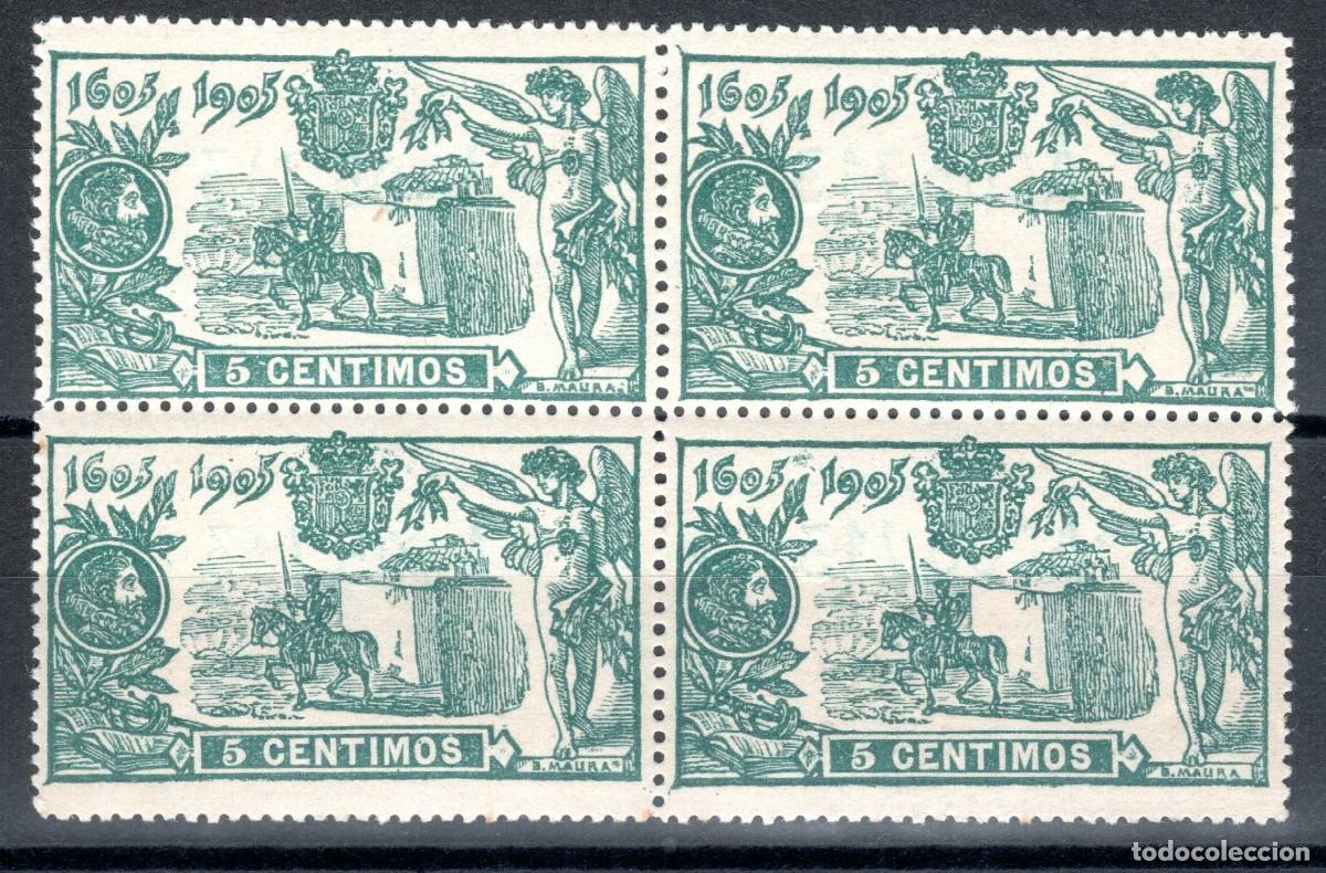 Francobolli: EDIFIL 257 III CENTENARIO PUBLICACI&Oacute;N DE EL QUIJOTE 1905 (BLOQUE DE 4). MNH ** (SALIDA: 0,01 &euro;).