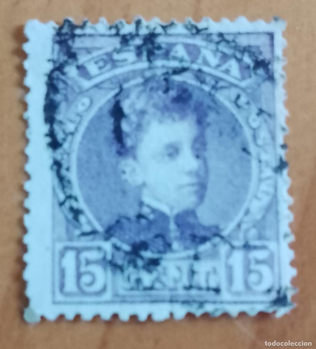 Sellos: A&Ntilde;O 1901-05 - EDIFIL 245 - 15 Cent. - ALFONSO XIII - CON N&Uacute;MERO AL DORSO