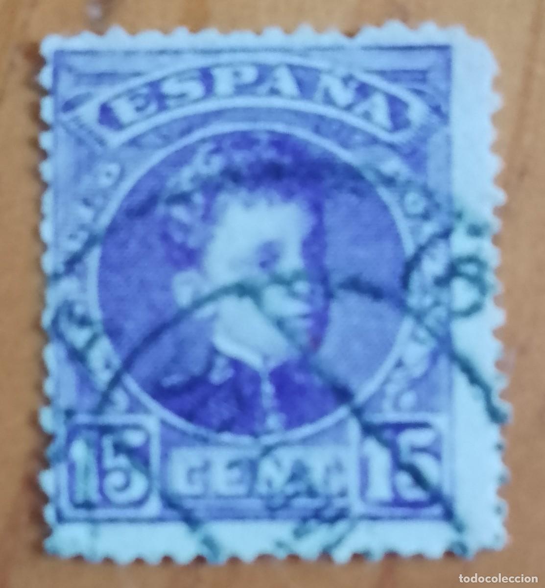 Sellos: A&Ntilde;O 1901-05 - EDIFIL 244 - 15 CENT. - ALFONSO XIII - CON N&Uacute;MERO AL DORSO