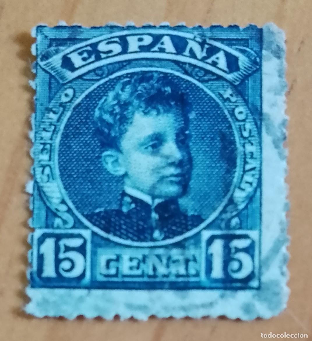 Sellos: A&Ntilde;O 1901-05 - EDIFIL 244 - 15 CENT. - ALFONSO XIII - CON N&Uacute;MERO AL DORSO