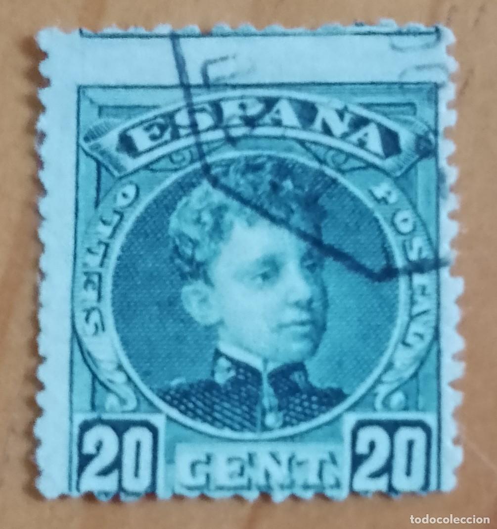 Sellos: A&Ntilde;O 1901-05 - EDIFIL 247 - 20 CENT. - ALFONSO XIII - CON N&Uacute;MERO AL DORSO