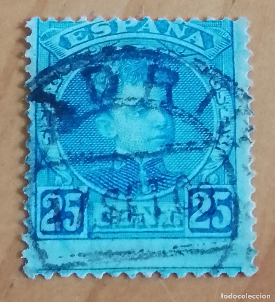 Sellos: A&Ntilde;O 1901-05 - EDIFIL 248 - 25 CENT. - ALFONSO XIII - CON N&Uacute;MERO AL DORSO