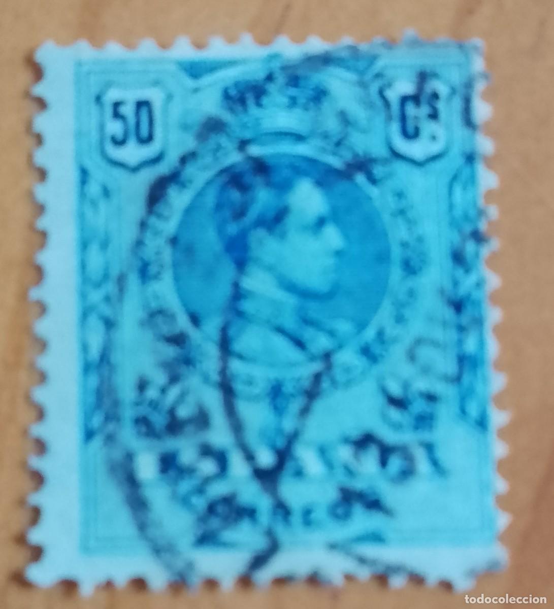 Sellos: A&Ntilde;O 1909-22 - EDIFIL 277 - 50 CS.. - ALFONSO XIII - CON N&Uacute;MERO AL DORSO