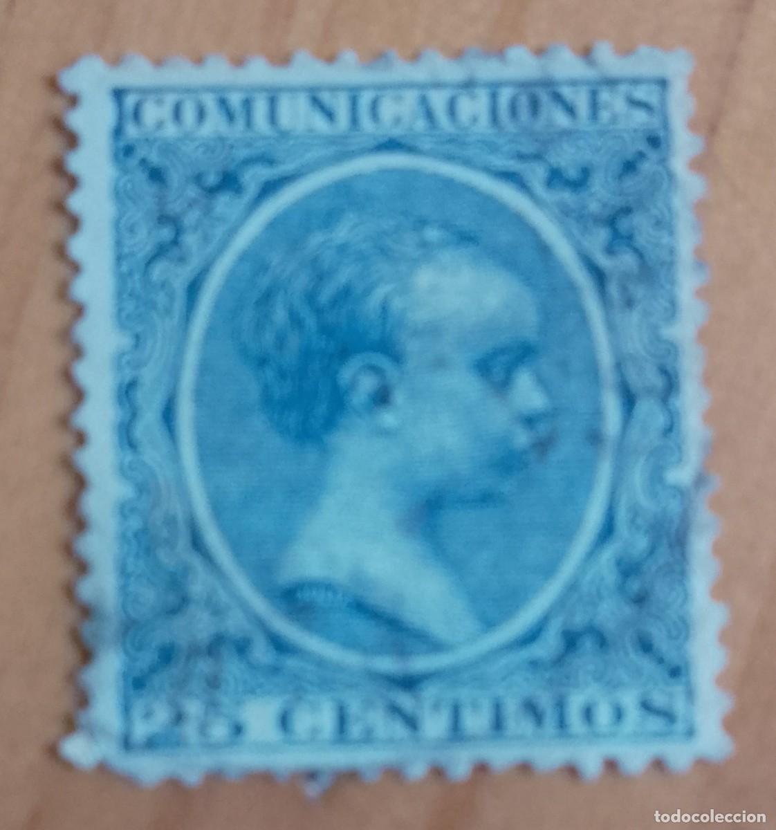 Sellos: A&Ntilde;O 1889-99 - EDIFIL 221 - 25 CENTIMOS - ALFONSO XIII
