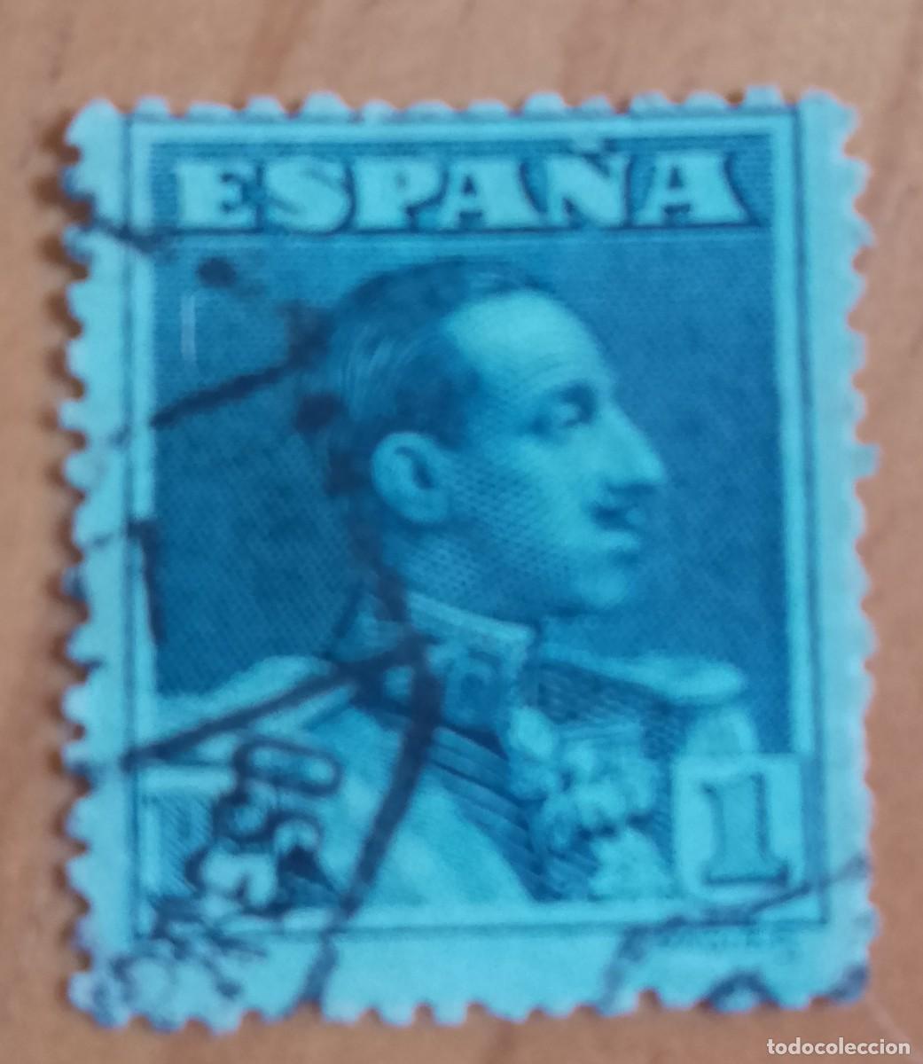 Sellos: A&Ntilde;O 1922-30 - EDIFIL 321 - 1 P. PIZARRA - ALFONSO XIII - CON N&Uacute;MERO DE CONTROL