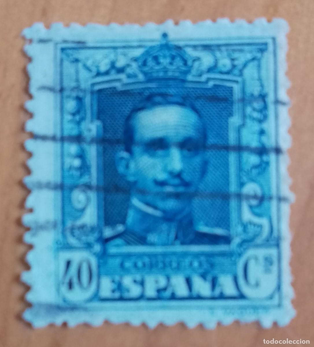 Sellos: A&Ntilde;O 1922-30 - EDIFIL 319 - 40 CS. AZUL - ALFONSO XIII - CON N&Uacute;MERO DE CONTROL