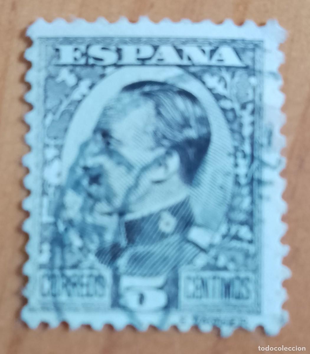 Sellos: A&Ntilde;O 1930-31 - EDIFIL 491 - 5 C. CASTA&Ntilde;O NEGRO - ALFONSO XIII - CON N&Uacute;MERO DE CONTROL