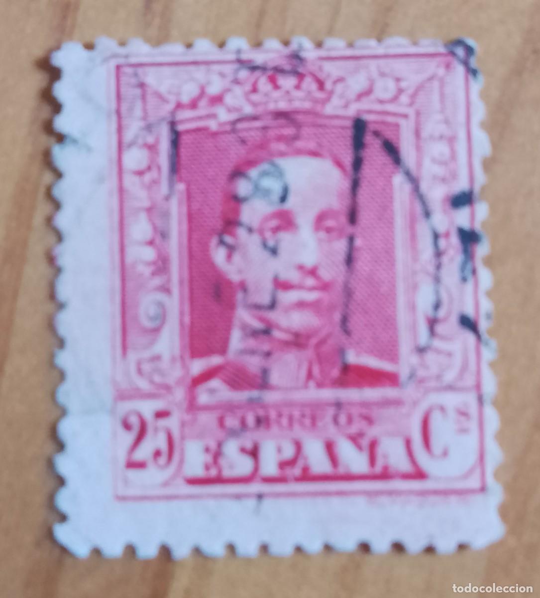 Sellos: A&Ntilde;O 1922-30 - EDIFIL 317 - 25 C. ROJO - ALFONSO XIII - CON N&Uacute;MERO AL DORSO