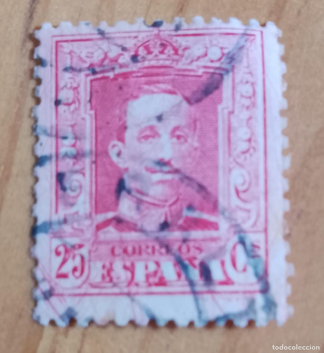 Sellos: A&Ntilde;O 1922-30 - EDIFIL 317 - 25 C. ROJO - ALFONSO XIII - CON N&Uacute;MERO AL DORSO
