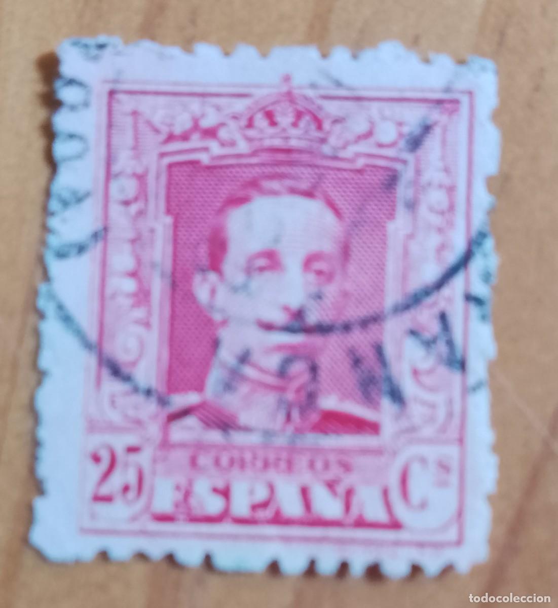 Sellos: A&Ntilde;O 1922-30 - EDIFIL 317 - 25 C. ROJO - ALFONSO XIII - CON N&Uacute;MERO AL DORSO