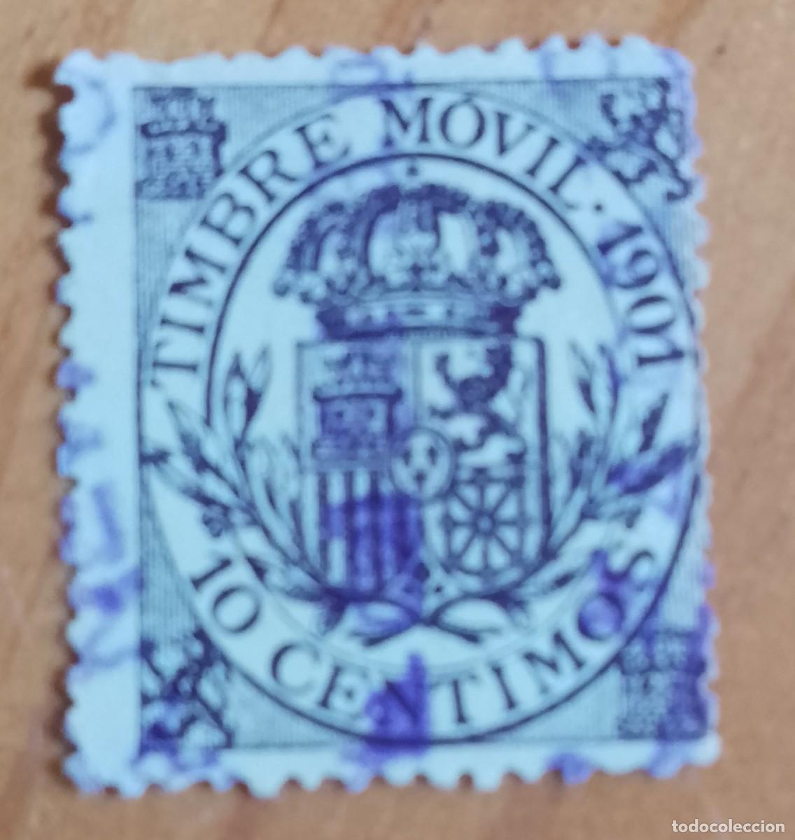 Sellos: A&Ntilde;O 1901 - TIMBRE M&Oacute;VIL 10 C&Eacute;NTIMOS - CON N&Uacute;MERO AL DORSO 035,274