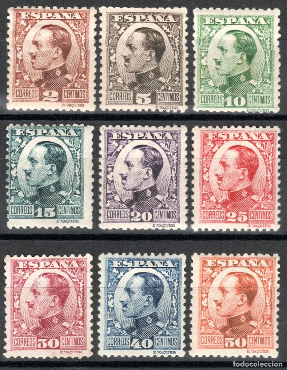Sellos: EDIFIL 490-498 ALFONSO XIII. TIPO VAQUER DE PERFIL (COMPLETA). V. CAT&Aacute;LOGO: 325 &euro;. (SALIDA: 0,01 &euro;).