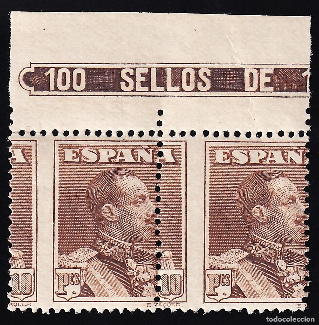 Sellos: ESPA&Ntilde;A, 1922-1930 EDIFIL N&ordm; 323dv /**/, 10 pts. [Pareja, Dentado vertical muy desplazado.]