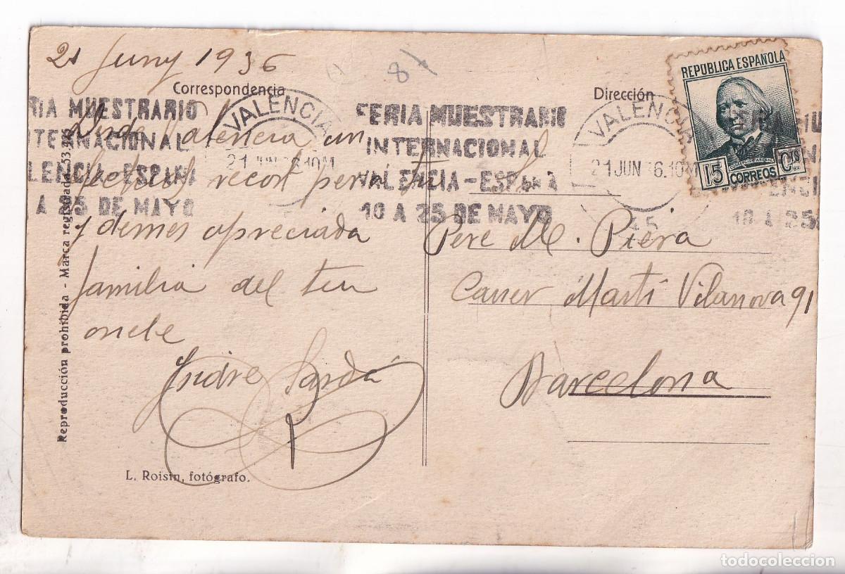 Sellos: POSTAL VALENCIA. 1936. RODILLA FERIA DE MUESTRAS