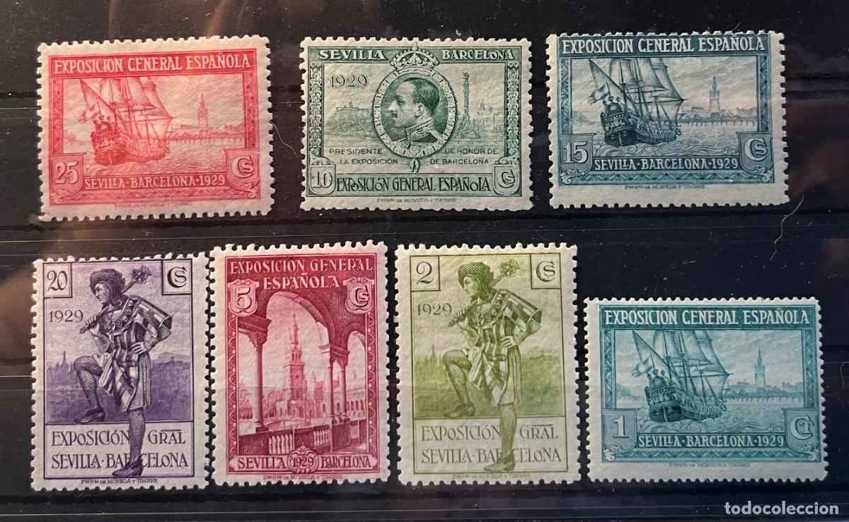 Sellos: 1929 Expo. sevilla-barcelona,MN*centrado,color,numerados
