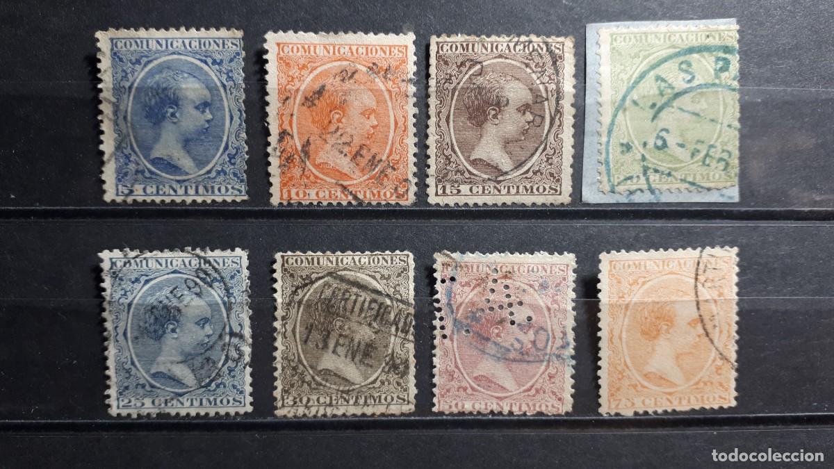 Sellos: ESPA&Ntilde;A. A&Ntilde;O 1899. &deg;. Edifil 215, 217, 219/22, 224/5.