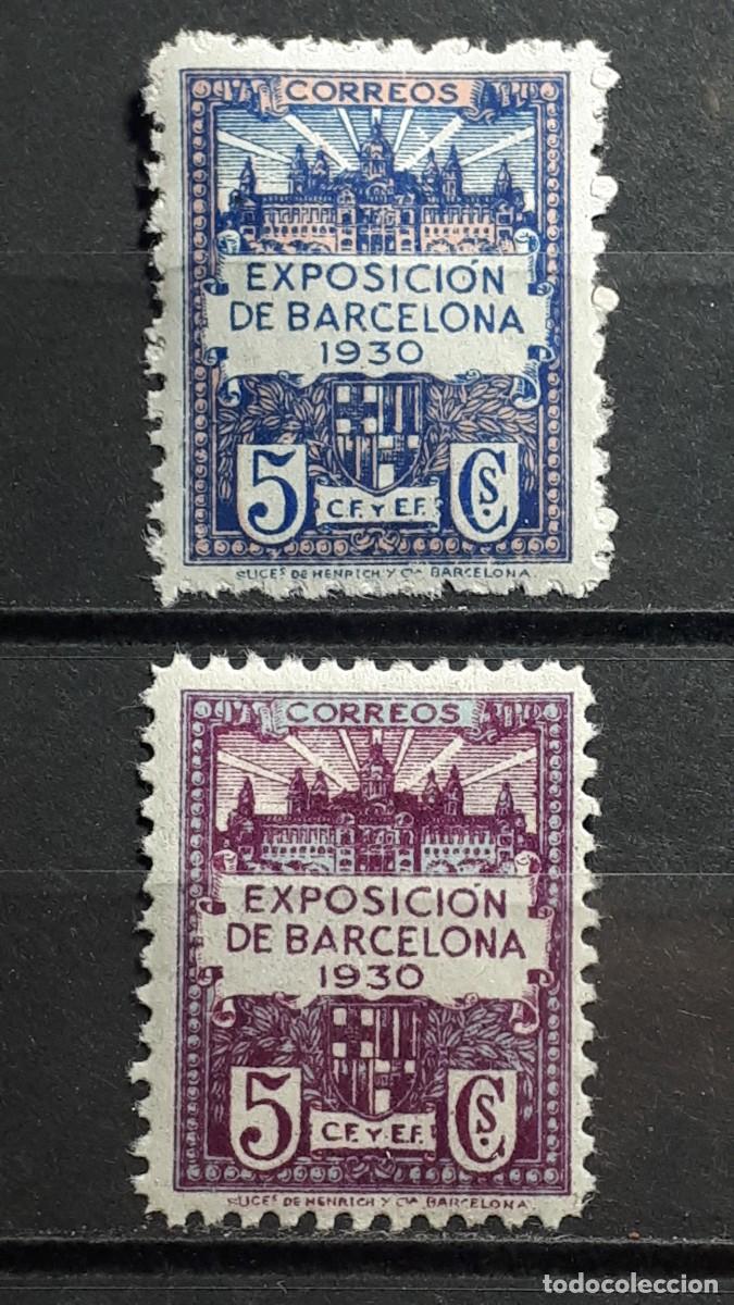 Sellos: ESPA&Ntilde;A. A&Ntilde;O 1930. *. EDIFIL Barcelona 7/8