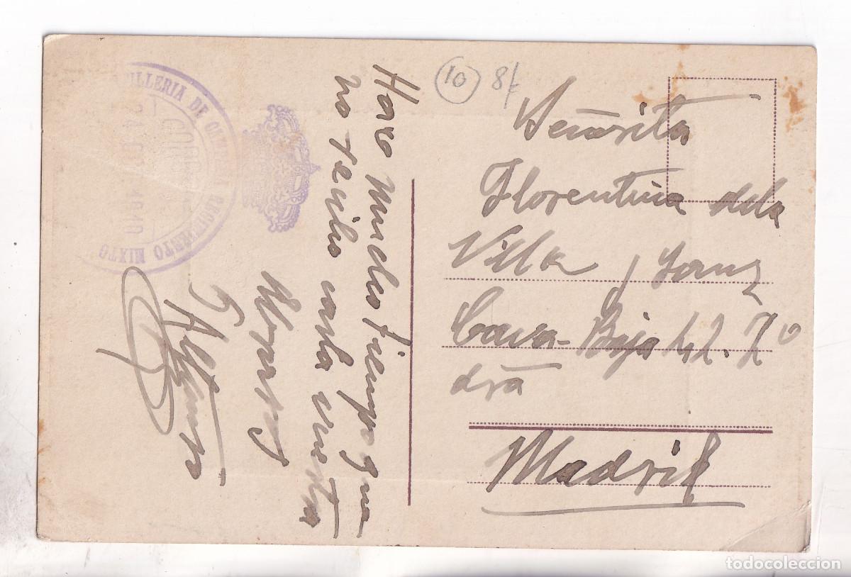 Sellos: POSTAL. FRANQUICIA REGIMIENTO MIXTO ARTILLER&Iacute;A DE CAMPA&Ntilde;A. 1910. A MADRID