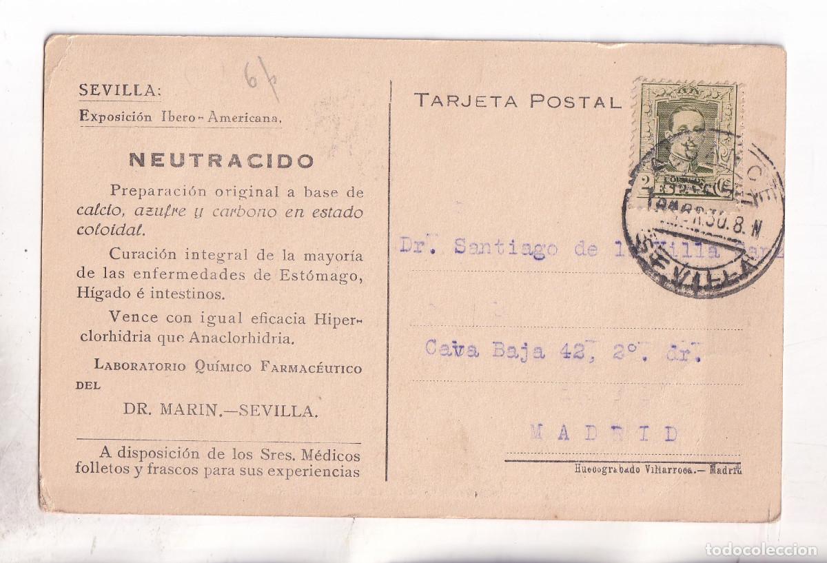 Sellos: POSTAL. SEVILLA. EXP. IBERO AMERICANA. IMPRESOS. VAQUER. MATASELLOS ALCANCE