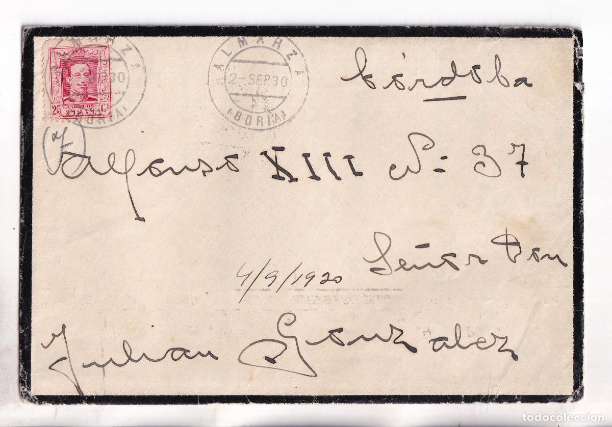 Sellos: SOBRE CON LA CARTA. ALMARZA. SORIA. 1930. VAQUER. A C&Oacute;RDOBA. BONITO RODILLO LLEGADA