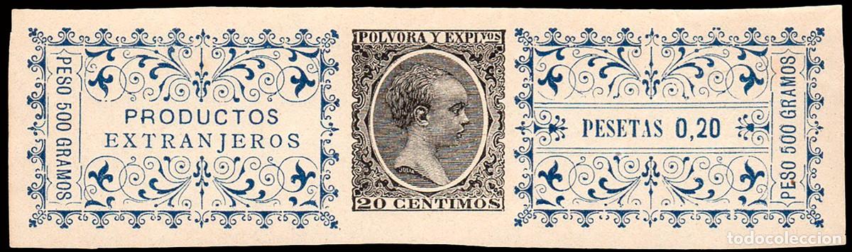 Timbres: Espa&ntilde;a - Fiscales - P&oacute;lvora y Explosivos - Alemany ** 25 - 1899 - 20 cts. peso 500 gr.