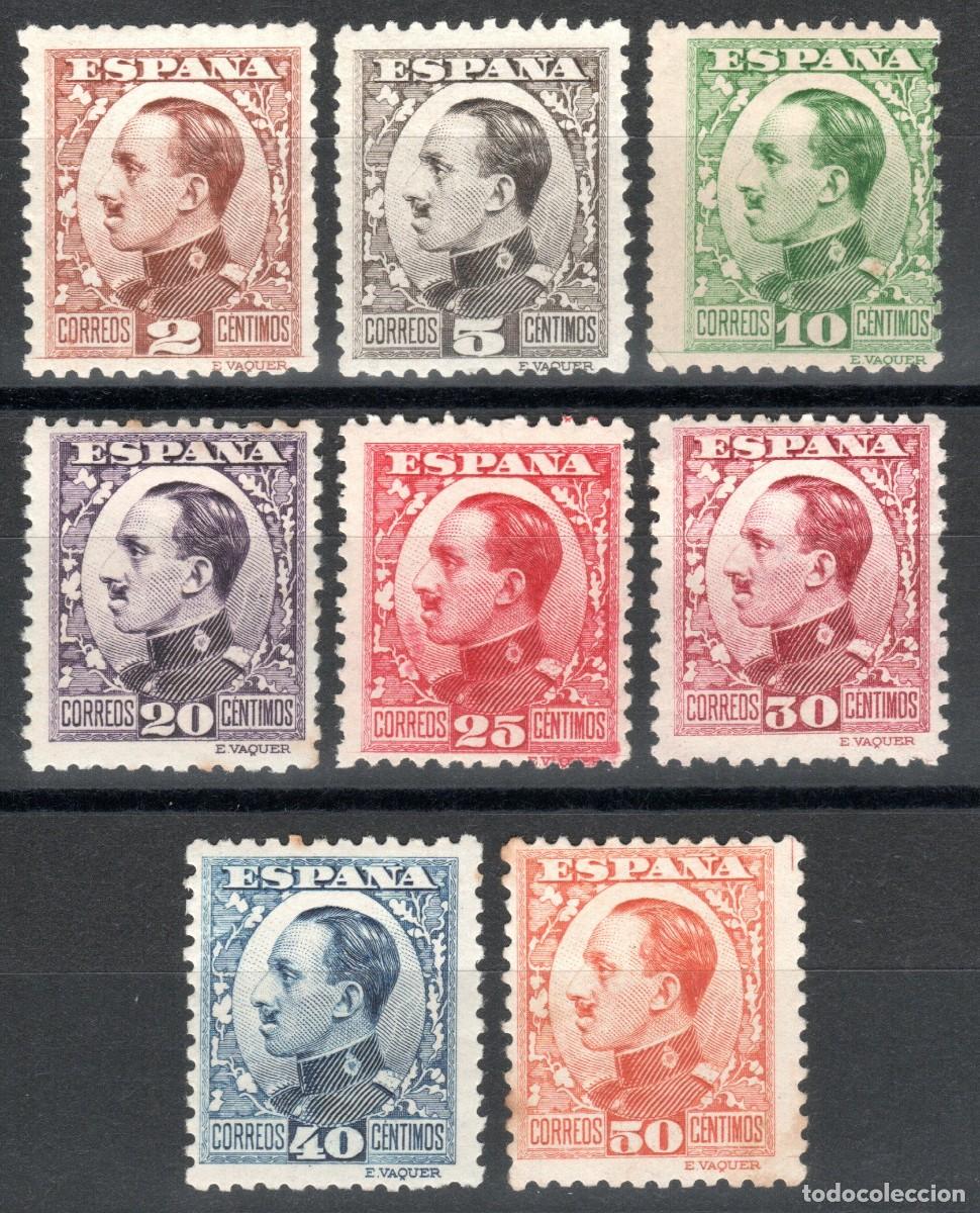 Sellos: EDIFIL 490-498 ALFONSO XIII. TIPO VAQUER DE PERFIL (SIN 493). V. CAT&Aacute;LOGO: 270 &euro;. (SALIDA: 0,01 &euro;).
