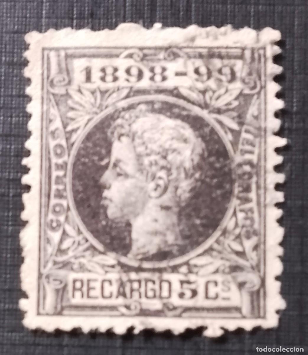 Sellos: RECARGO 5 C&Eacute;NTIMOS - A&Ntilde;O 1898 - CORREOS TEL&Eacute;GRAFOS - EDIFIL 240 - IMPUESTO DE GUERRA