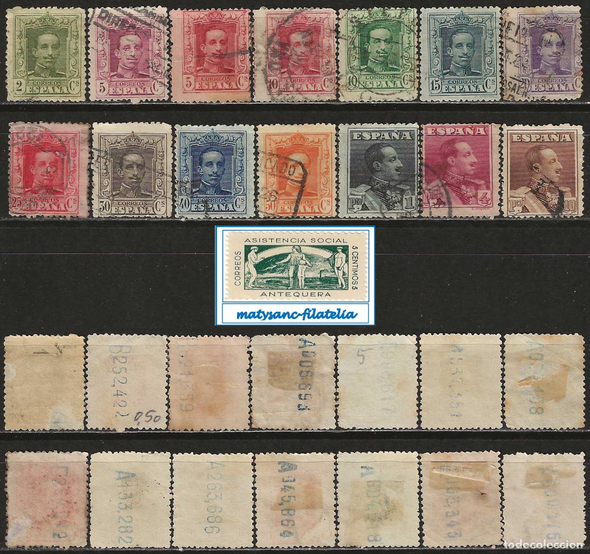 Sellos: ESPA&Ntilde;A 1922-1930. EDIFIL 310/323. SERIE COMPLETA &rdquo;ALFONSO XIII. TIPO VAQUER&rdquo;. USADA. L1