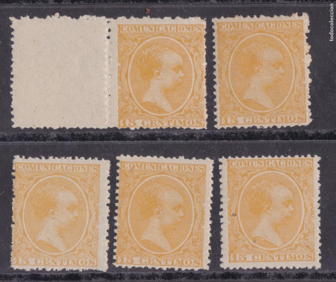 Sellos: AA3- Alfonso XIII Pel&oacute;n Edifil 229 x 5 Sellos Nuevos ** Sin Fijasellos . Buena Calidad