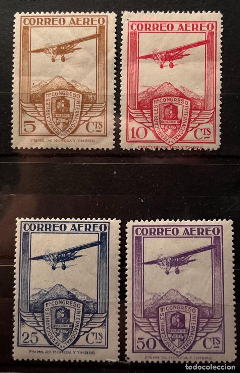 Sellos: 1930 cong. del ferrocarril,centrados, goma.numerados,MNH* 483-486