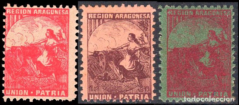 Sellos: Espa&ntilde;a - Vi&ntilde;etas Nacionalistas - 1899 - Arag&oacute;n - &rdquo;Regi&oacute;n Aragones - Uni&oacute;n - Patria&rdquo; 3 valores