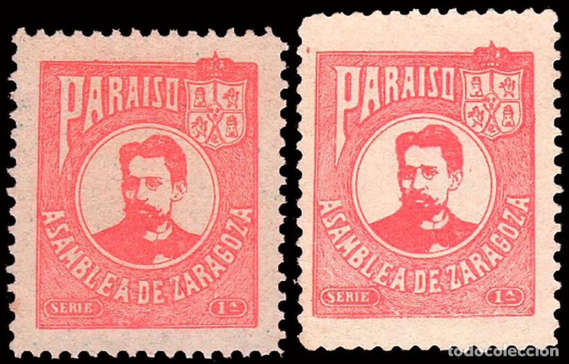 Sellos: Espa&ntilde;a - Vi&ntilde;etas Nacionalistas - Arag&oacute;n - &rdquo;Asamblea Zaragoza - 1&ordf;&rdquo; 2 valores rojo