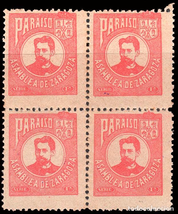 Sellos: Espa&ntilde;a - Vi&ntilde;etas Nacionalistas - Arag&oacute;n - &rdquo;Asamblea Zaragoza - 1&ordf;&rdquo; 1 valor rojo Bl. 4