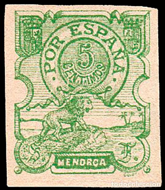 Sellos: Espa&ntilde;a - Vi&ntilde;etas Nacionalistas - Baleares - &rdquo;5 cts. Por Espa&ntilde;a - Menorca&rdquo; verde S/dentar