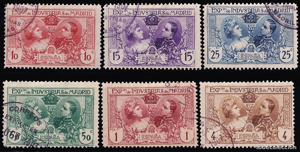 Sellos: ESPA&Ntilde;A, 1907 EDIFIL N&ordm; SR 1 / SR 6, Exposici&oacute;n de Industrias de Madrid.