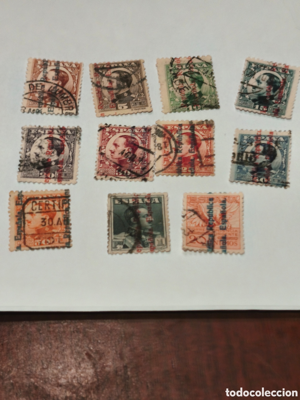 Sellos: Serie completa usada de Alfonso xlll sobre arga republica ver imagenes